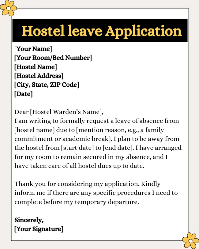 Hostel Leave Application 