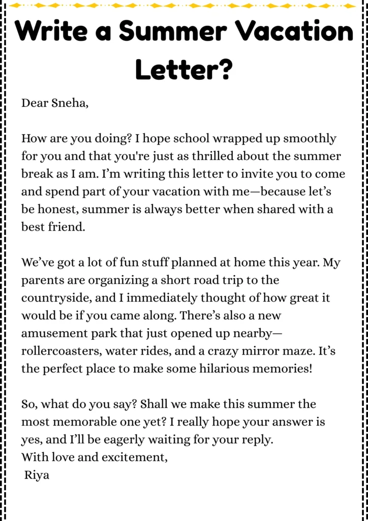 How Do I Write a Summer Vacation Letter
