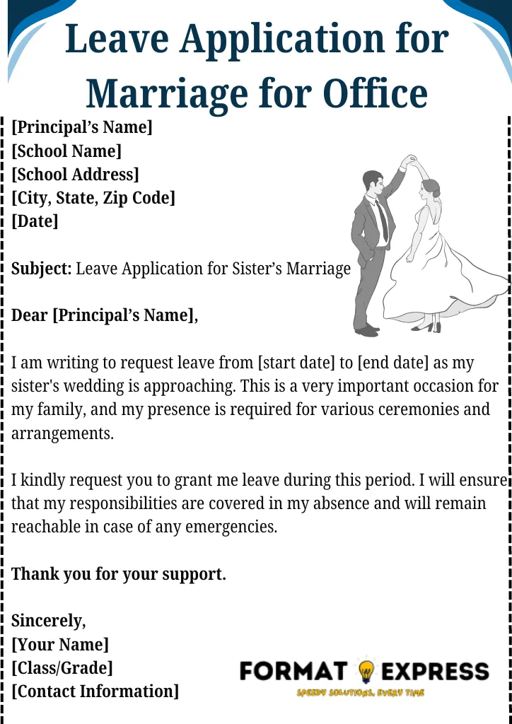 Leave Application For Marriage | Formats For Office, School &Amp; More 3 Leave Application For Marriage For Office